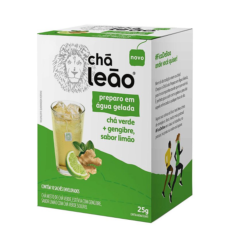 Chá Leão - Chá Verde com Gengibre e Limão 10 sachês - Locafé – Cafés, chás,  xaropes e insumos para bebidas quentes.