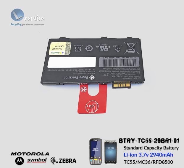 Bateria Zebra MC36/TC55 (Li-ion 3.7V _2940 mAh) - Lservice peças e