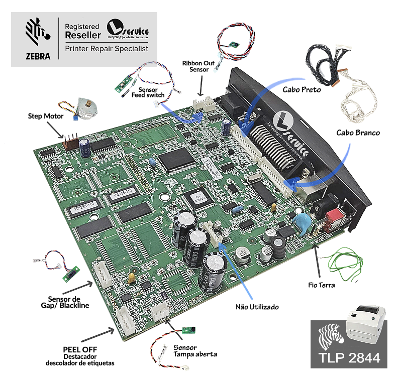 Placa Principal Zebra TLP2844 - Lservice peças e impressoras.