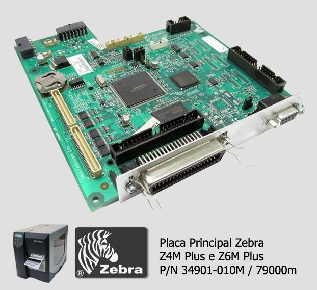 Placa principal Zebra Z4M/ Z6M plus - Lservice peças e impressoras.