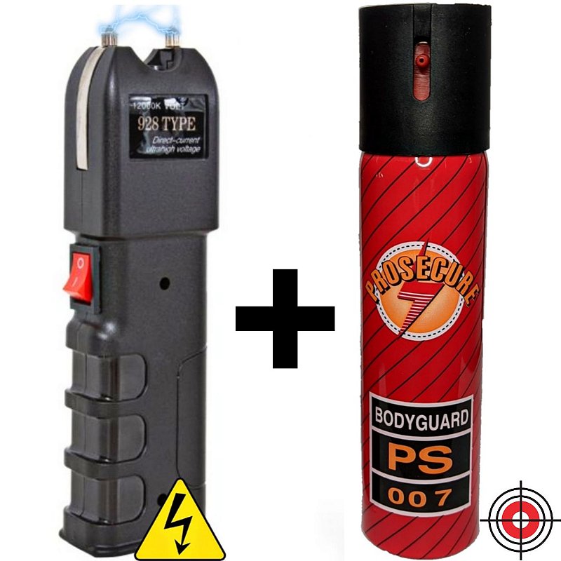 Kit Defesa Pessoal Taser + Spray BODYGUARD PS 007 FORSHOOTER