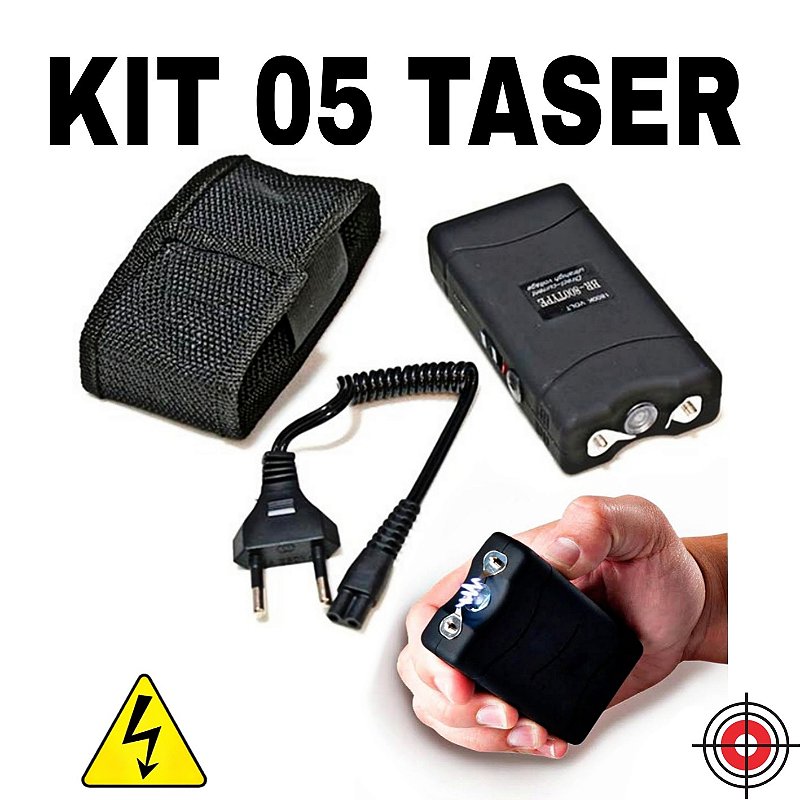 ATACADO KIT 05 Defesa Pessoal Taser Com Coldre 5.000K Watts