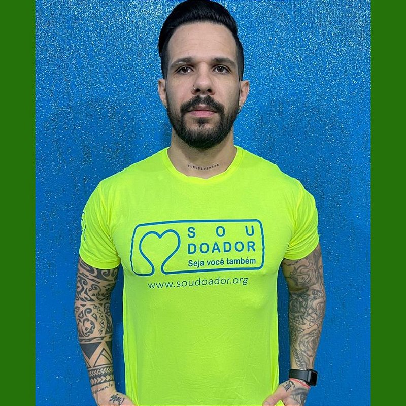 Camiseta Adulto Sou Doador Amarela Neon