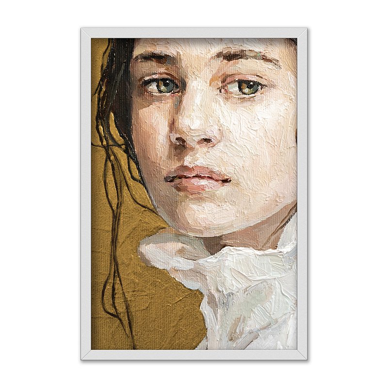 Quadro Decorativo Efeito Pintura Rosto Perfil De Uma Mulher - Deliquadros