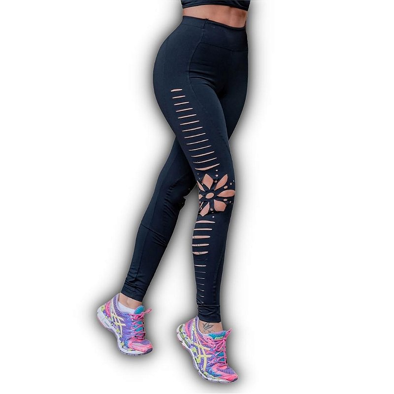 Calça Legging Estampada Preto / Branco