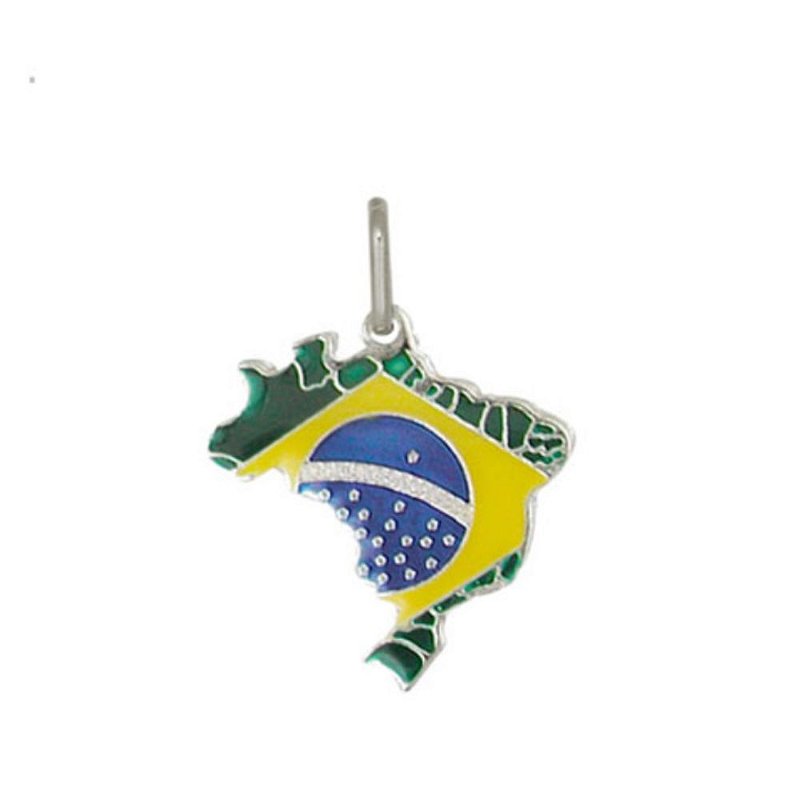 A&T JOIAS - Colar com Pingente Mapa do Brasil com Cravação em