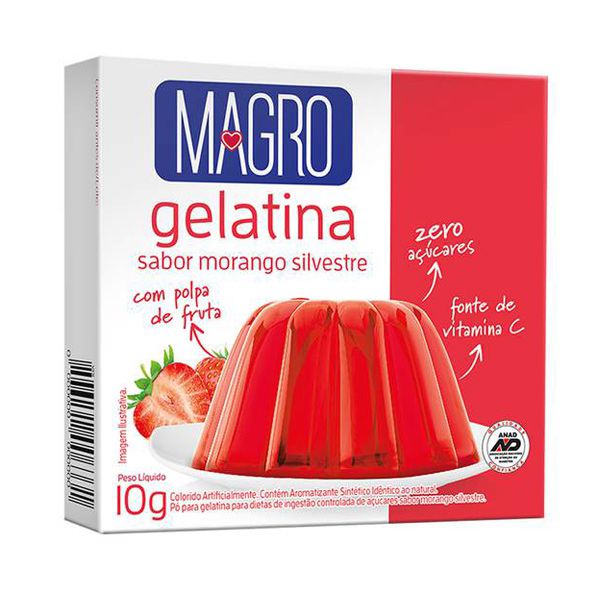 Gelatina Zero Açúcar sabor Morango Silvestre Magro 10g Me Gusta Veg
