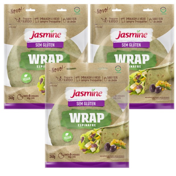 Wrap Sem Glúten Espinafre Jasmine 3 pct Me Gusta Veg Sua loja
