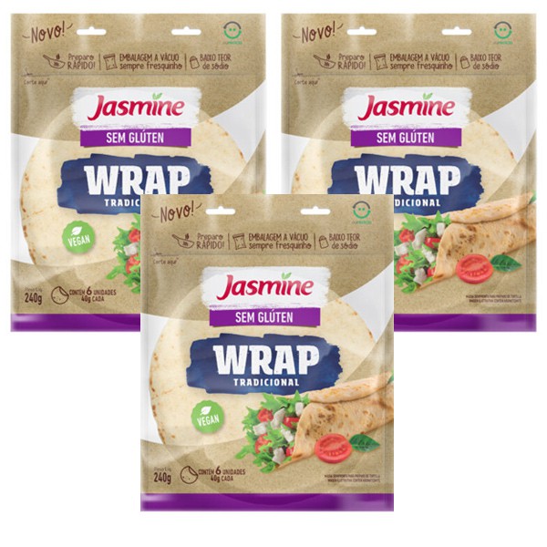 Wrap Sem Glúten Tradicional Jasmine 3 pack Me Gusta Veg