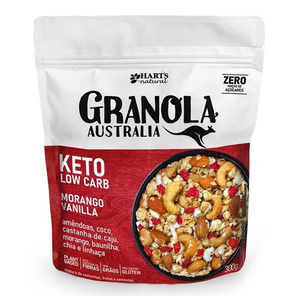 Granola Keto Low Carb Morango Vanilla Hart's 300g Me Gusta Veg
