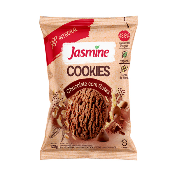 Cookies Integrais Chocolate com Gotas Jasmine 120g - Me Gusta Veg