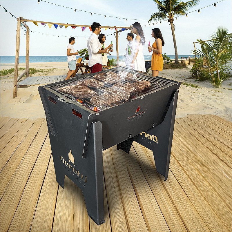 Churrasqueira Compacta em Aço Carbono – Desmontável Sem Uso de Ferramentas