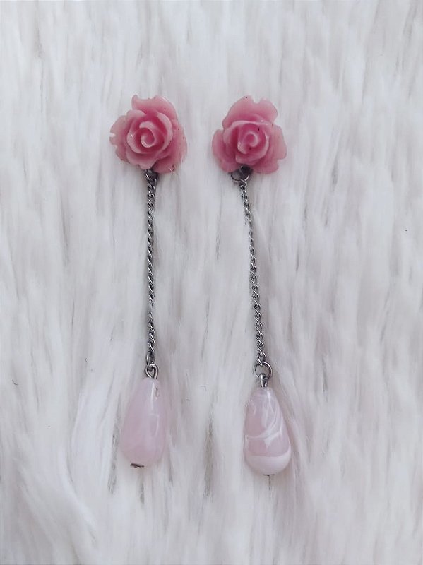 Brincos de Flor com Gota