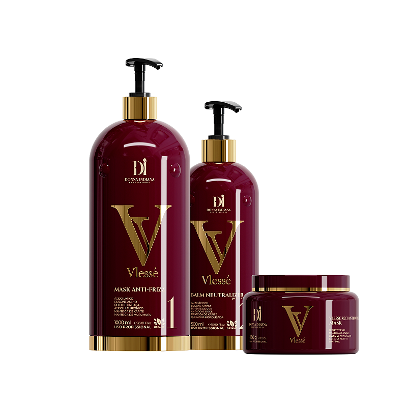 Kit Vlessé Gold Professional - 3 Itens - Donna Indiana Cosméticos