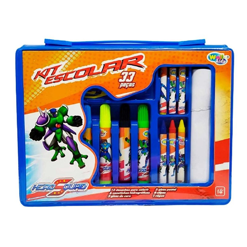 Maleta P/ Pintura Escolar 33 Peças Hero Squad - Well kids - DNA