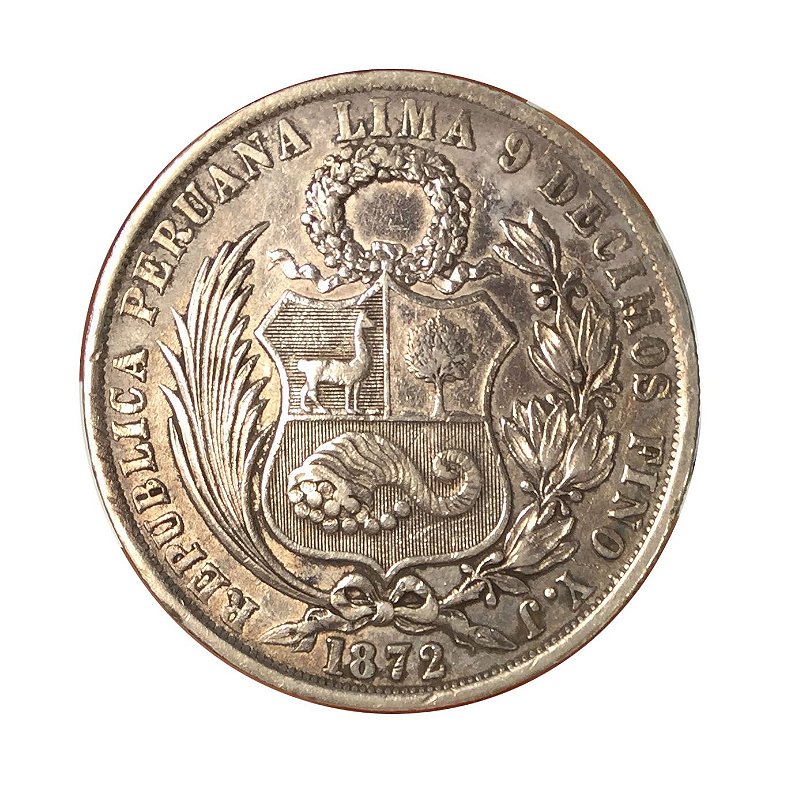 Numismática. Moeda de Prata do Peru 1 Sol 1872 Numismática Trato Feito cédulas e moedas Numismática. Moeda de Prata do Peru 1 Sol 1872 Numismática Trato Feito cédulas e moedas