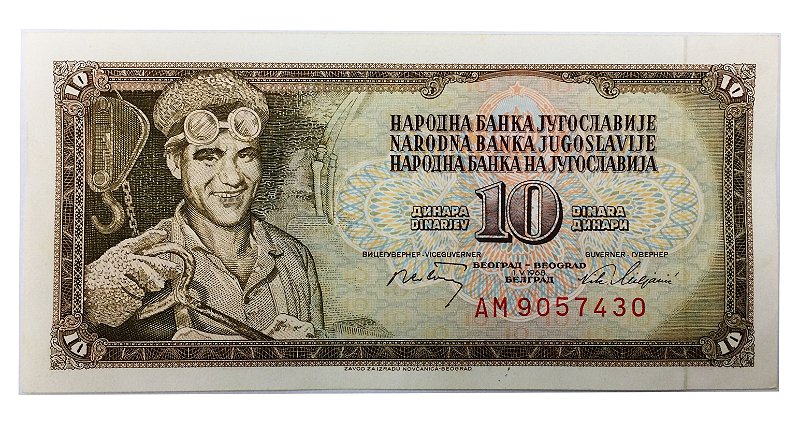 Numismática. Cédula da Yugoslávia 10 Dinara 1968 - Numismática