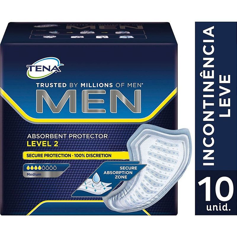 Absorvente Masculino Tena Men Level 2 - MJ Fraldas - As melhores marcas com  os melhores preços