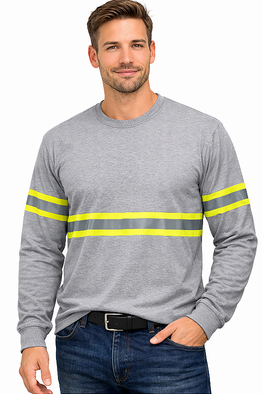 Camiseta de manga longa com faixas refletivas