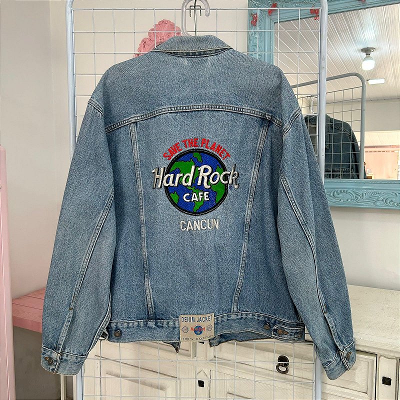 Jaqueta Hard Rock Café Jaqueta Jeans Rock Masculina Vintage Denim