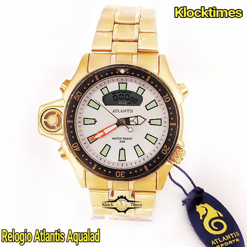 Relógio Dourado Atlantis Aqualand Original A3220 Relógio Masculino -  Klocktimes
