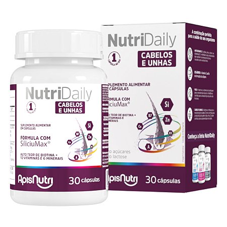 NutriDaily Cabelos e Unhas 700mg 30 cápsulas Apisnutri