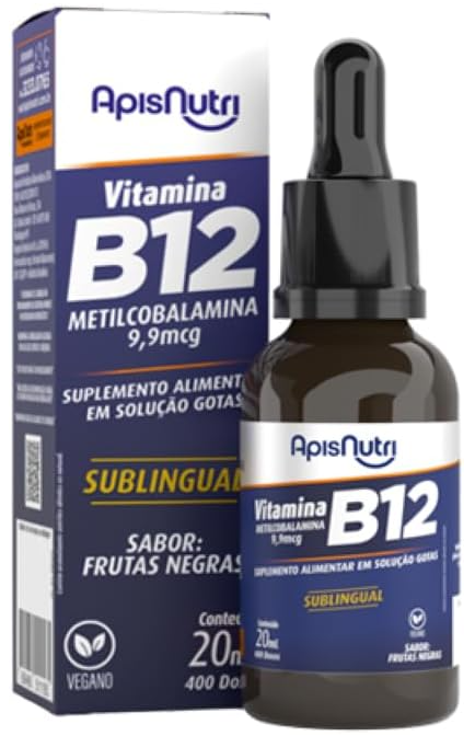 Vitamina B12 20ml em gotas Sabor Frutas Negras Apis Nutri