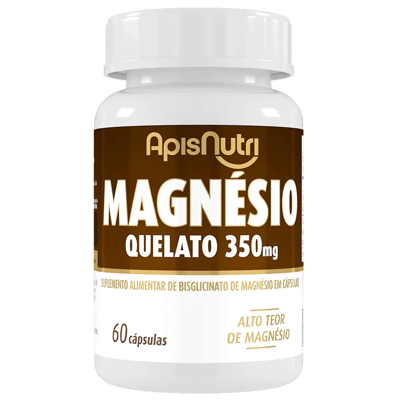Suplemento Mineral de Magnésio Quelato 350mg 60 cápsulas ApisNutri