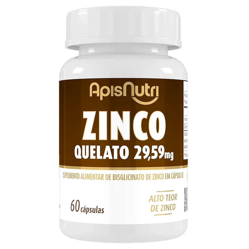 Suplemento Mineral de Zinco Quelato 29,59mg 60 cápsulas