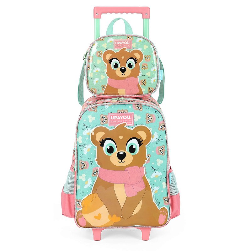 Kit Mochila Rodinha Lancheira Luxcel Up4You Ursinho Verde - Nuvem de ...