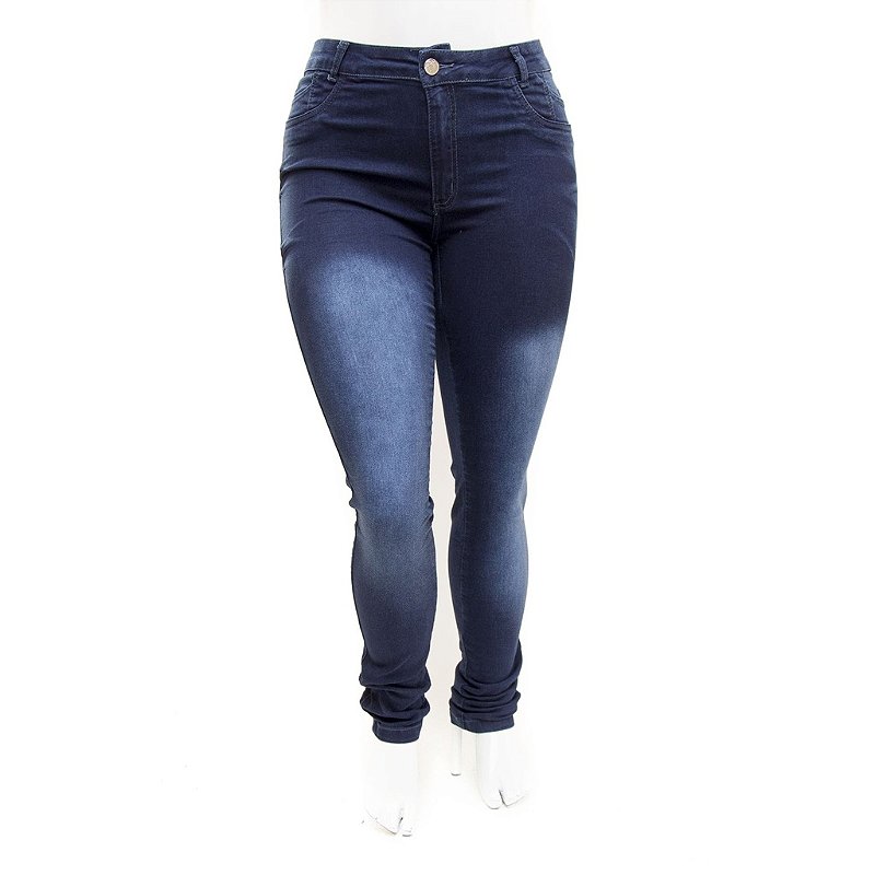 Calça Jeans Feminina Plus Size Cintura Alta Azul Thomix