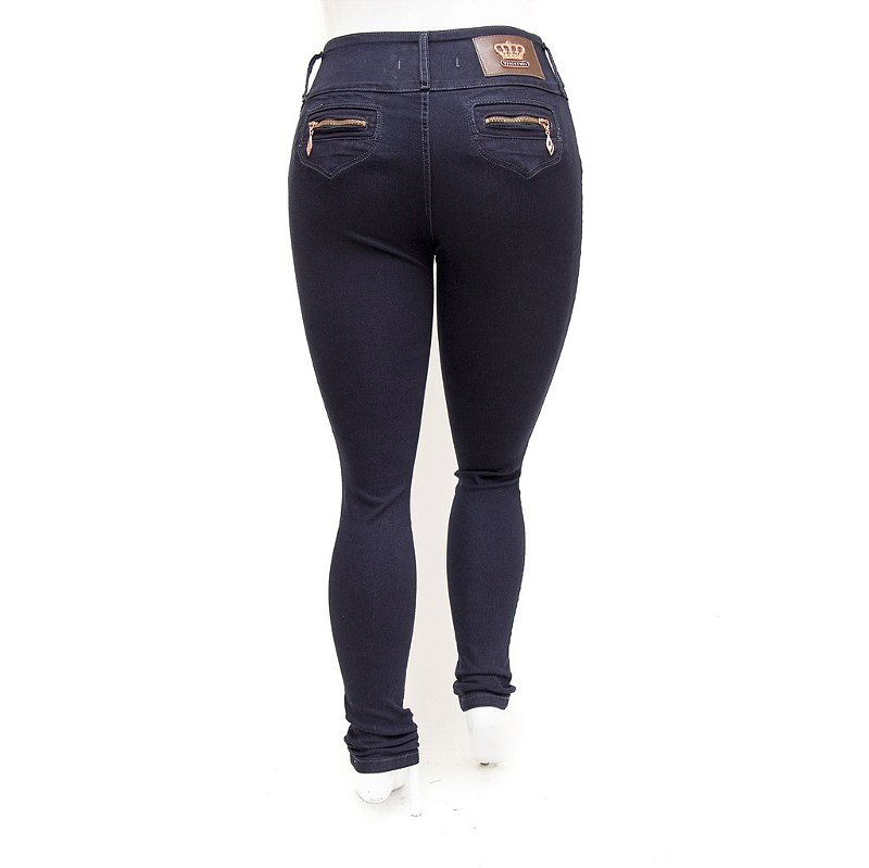 Calça Jeans Feminina Plus Size Cintura Alta Escura Thomix Levanta Bumbum