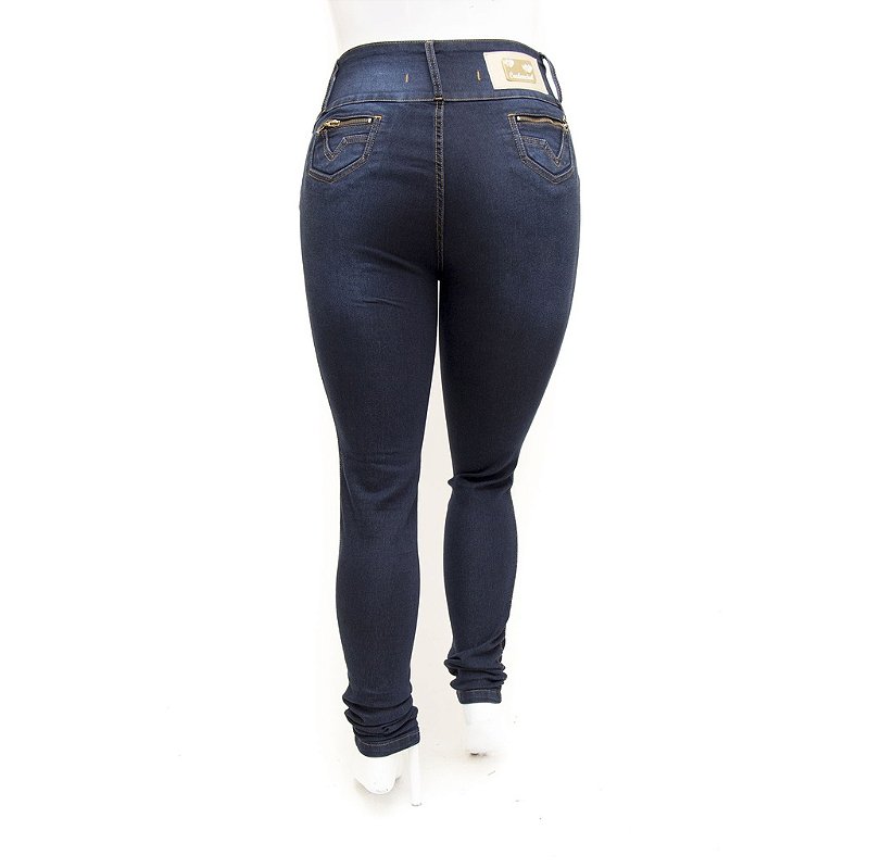 Calça Jeans Feminina Plus Size Cintura Alta Azul Credencial