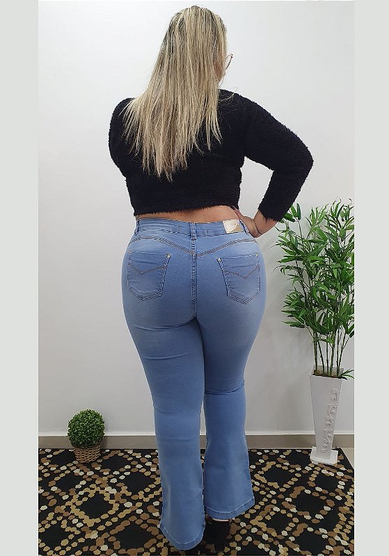 Calça Jeans Latitude Plus Size Flare Auren Azul
