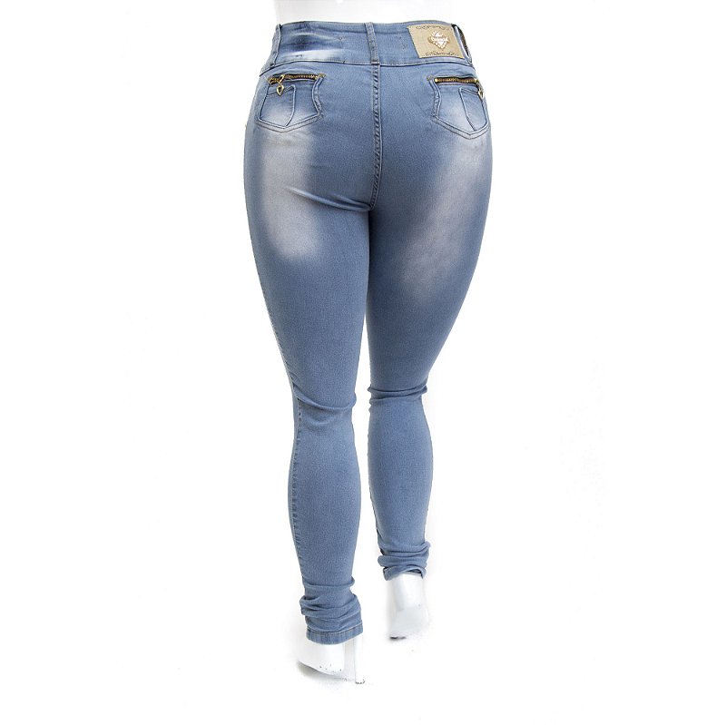 Calça Feminina Jeans Plus Size Credencial com Lavagem Clara