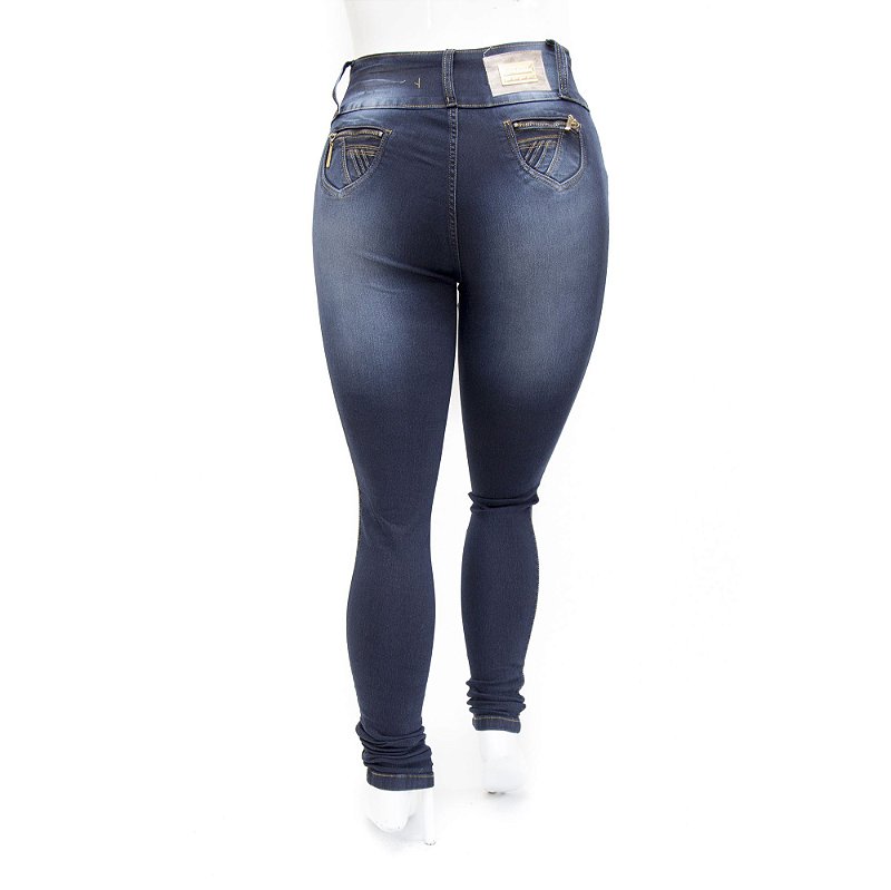 Calça Jeans Feminina Plus Size Escura Levanta Bumbum Credencial