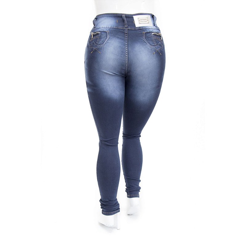 Calça Jeans Plus Size Feminina Azul Escura Credencial