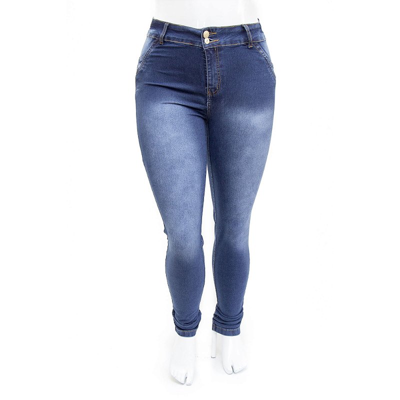 Calça Jeans Plus Size Feminina Azul Escura Hot Pants Cheris