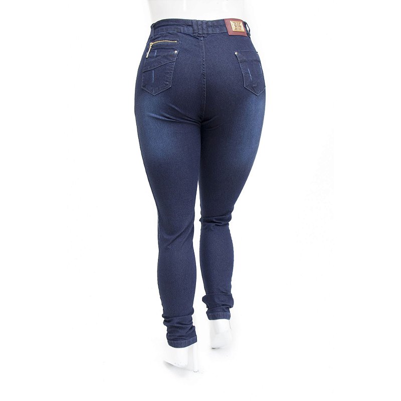 Calça Jeans Feminina Plus Size Azul Hot Pants Cheris