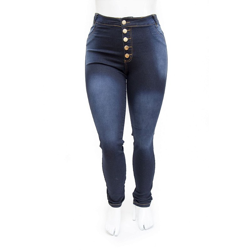 Calça Jeans Plus Size Feminina Hot Pants Escura Thomix
