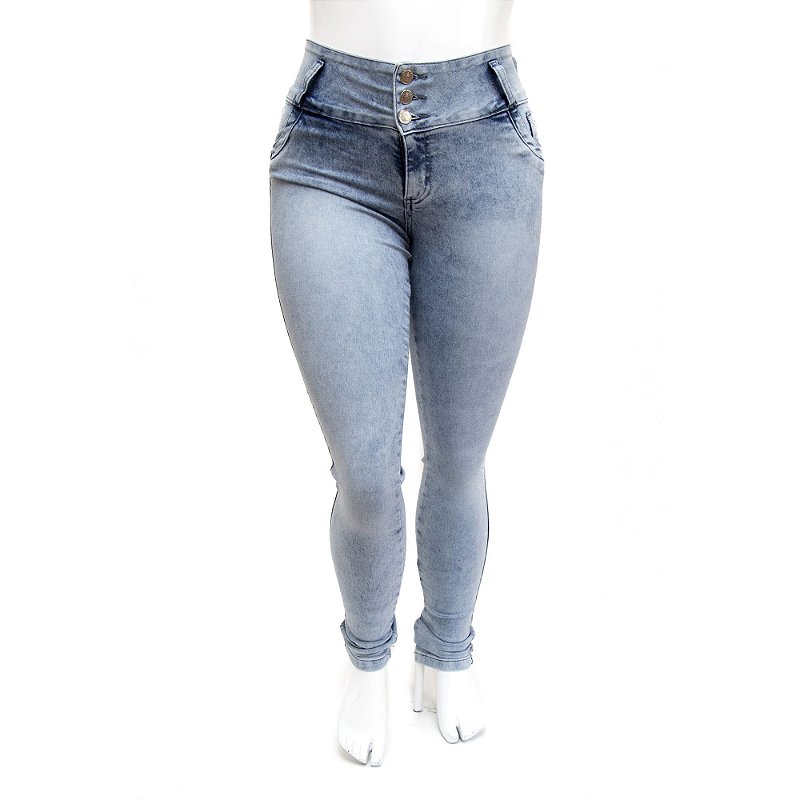 Calça Jeans Plus Size Feminina Manchada Thomix