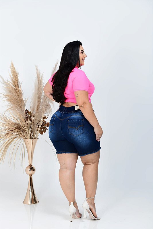 Shorts Jeans Latitude Plus Size Taisla Azul