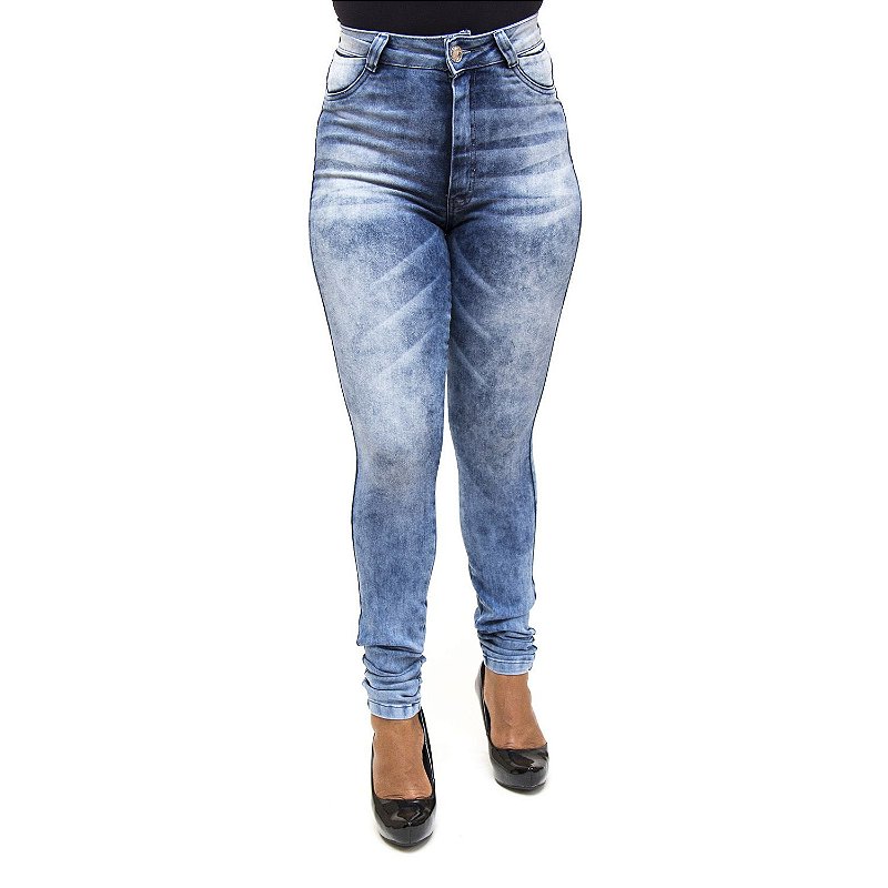 Calça Jeans Hot Pants Feminina Manchada S Planeta com Lycra