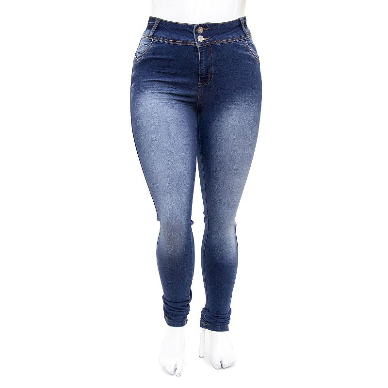 Calça Jeans Plus Size Azul Escura Feminina Credencial com Elastano