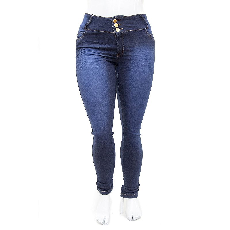 Calça Jeans Plus Size Feminina Azul Bic Credencial com Elastano