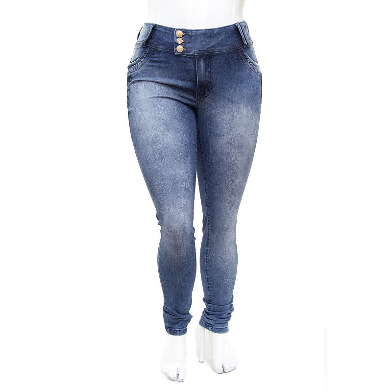 Calça Jeans Plus Size Feminina Azul Manchada MC2