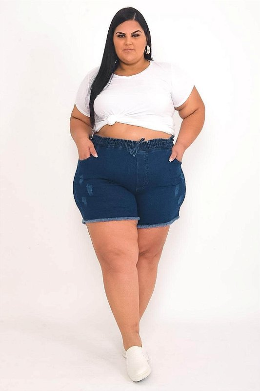 Shorts Jeans Ane Plus Size Dhamaris Azul