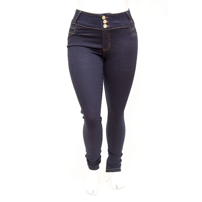 Calça Jeans Plus Size Feminina Credencial Azul Marinho com Elastano