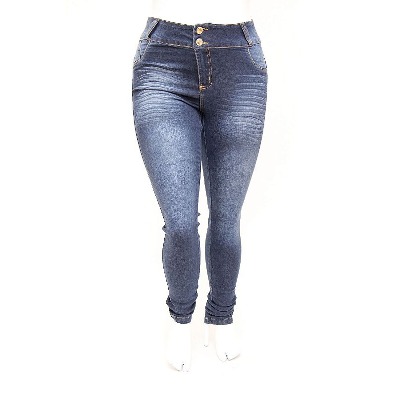 Calça Jeans Plus Size Feminina Credencial Lavagem Azul com Elastano