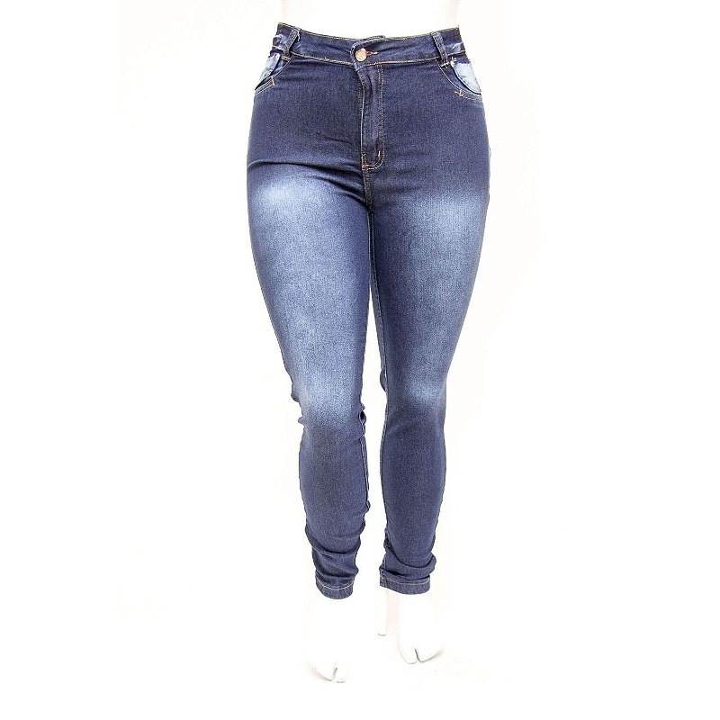 Calça Jeans Feminina Plus Size Hot Pants Azul Escura Cheris
